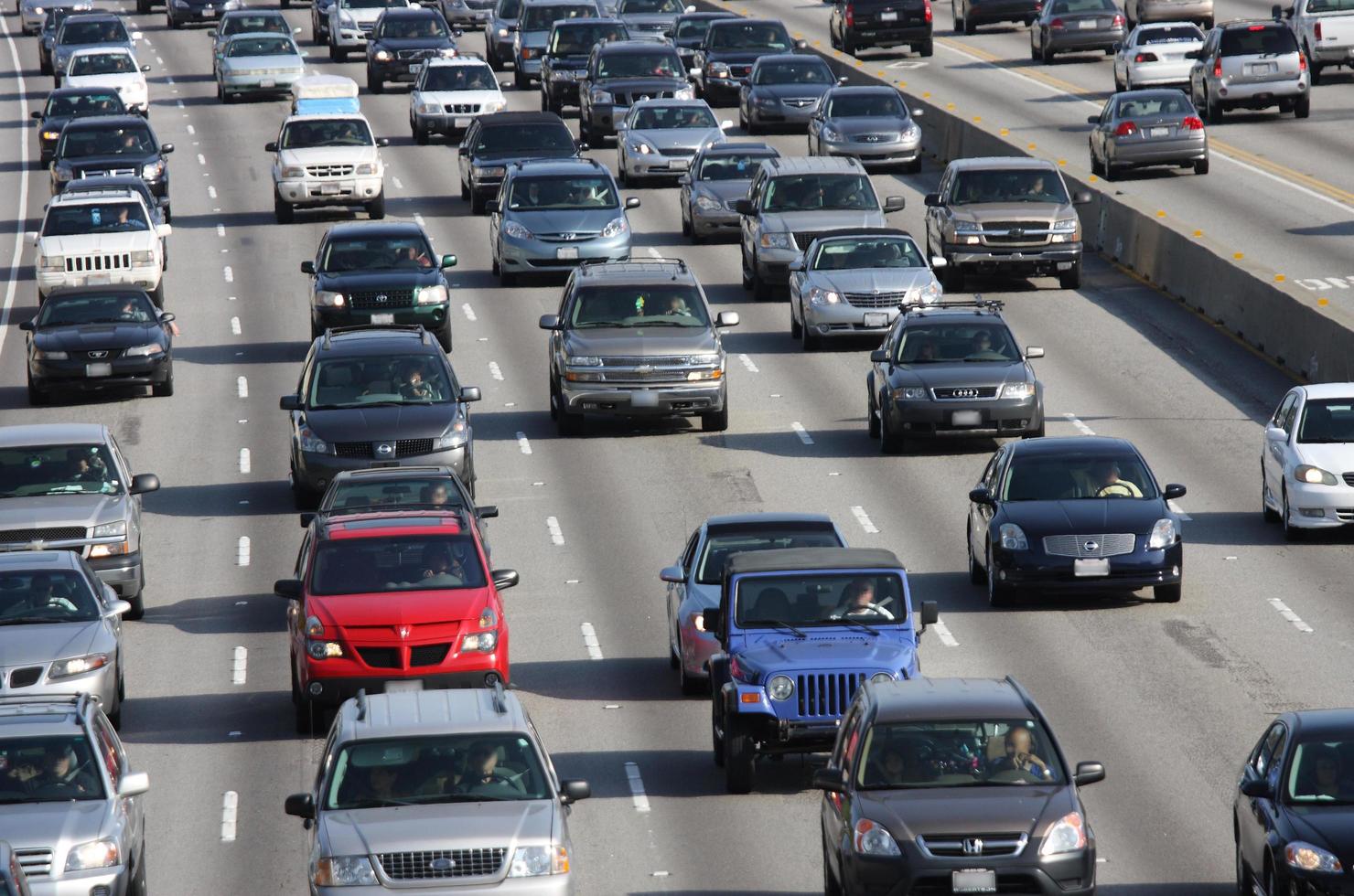 Los Angeles freeway in heavy traffic photo