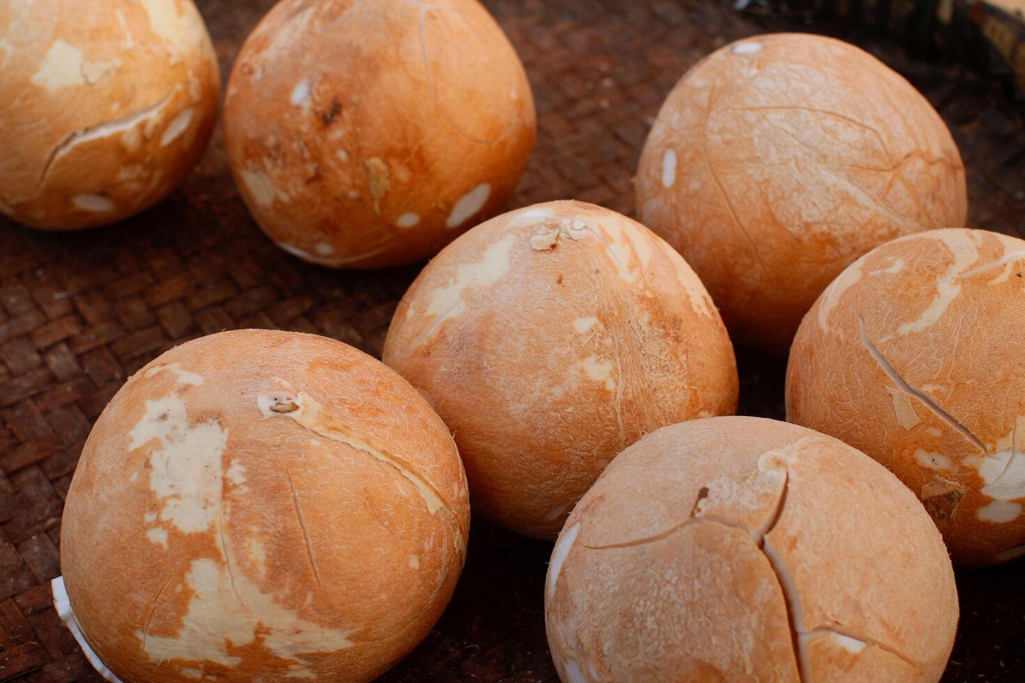 The coconut meat is peeled and ready to be cooked photo