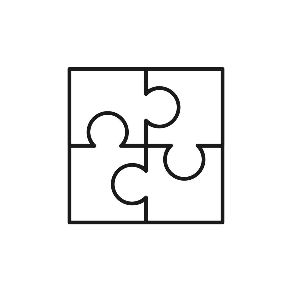 Puzzle vector icon of four pieces.