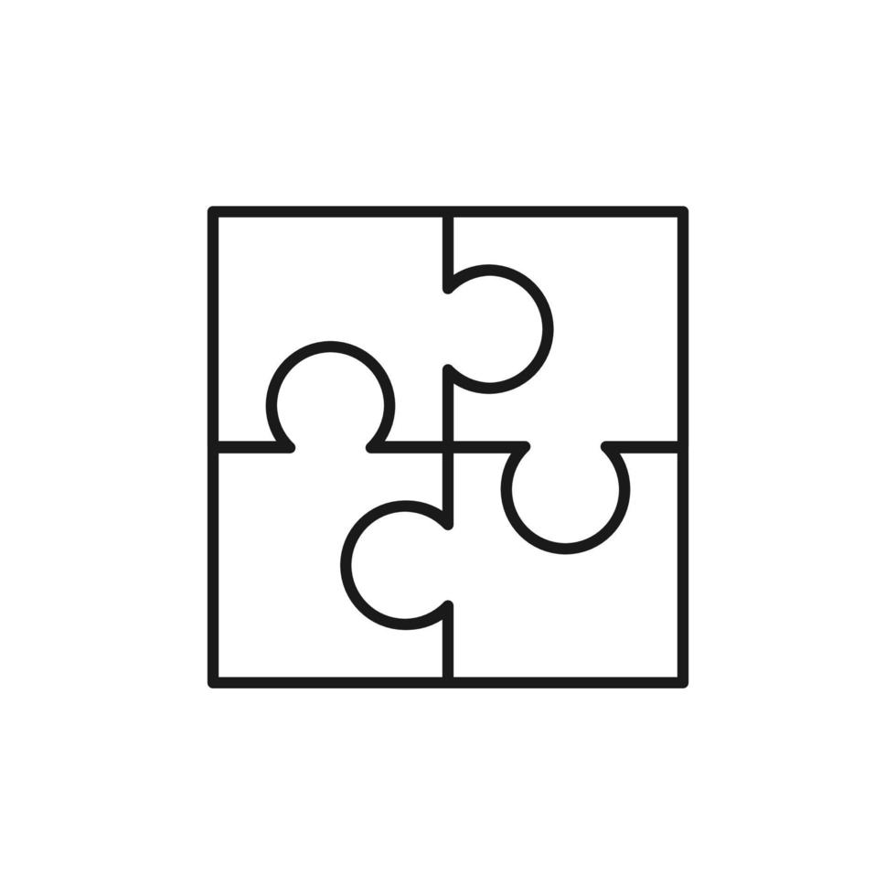 Puzzle vector icon of four pieces.