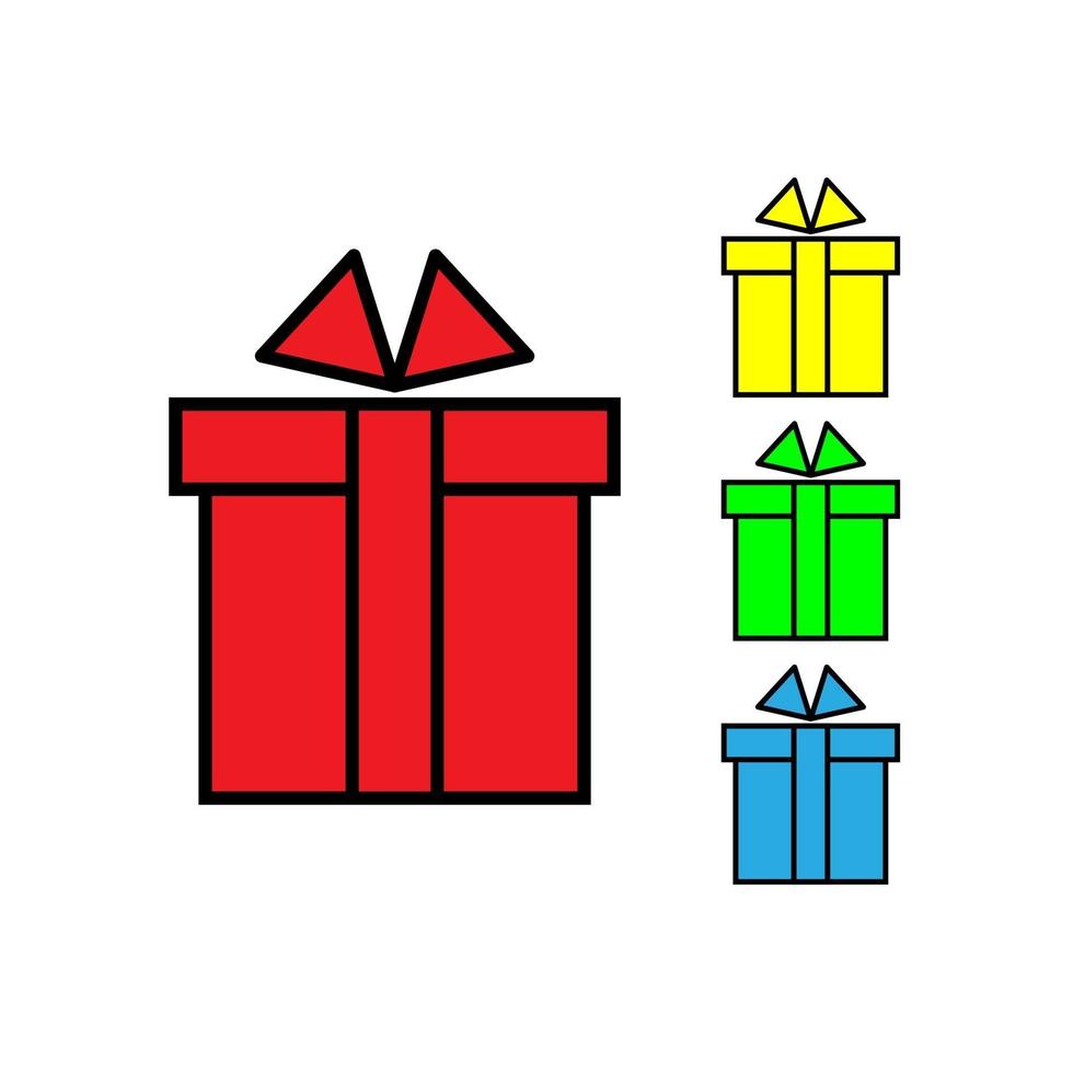 Present gift box icons set. Vector isolated elements.