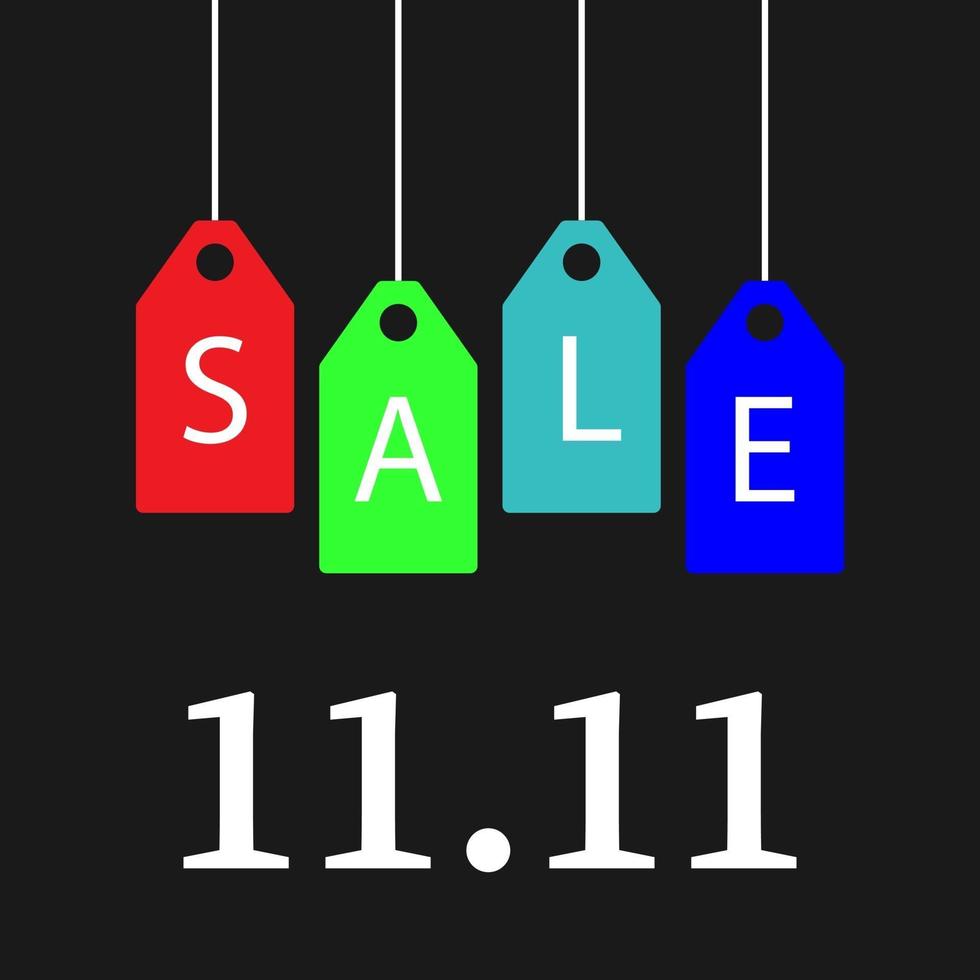 11.11 diseño de banner, cartel y flyer de venta de día de compras. vector