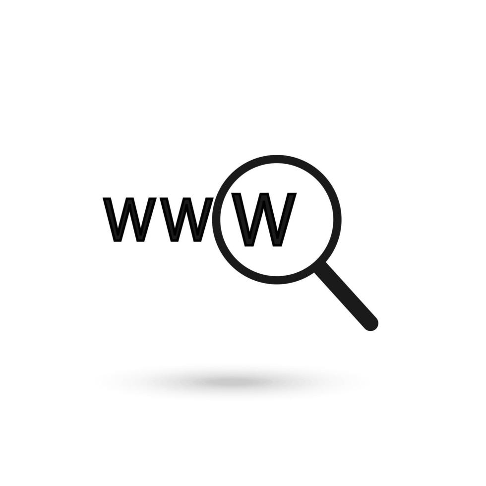web internet www búsqueda de texto y lupa. vector