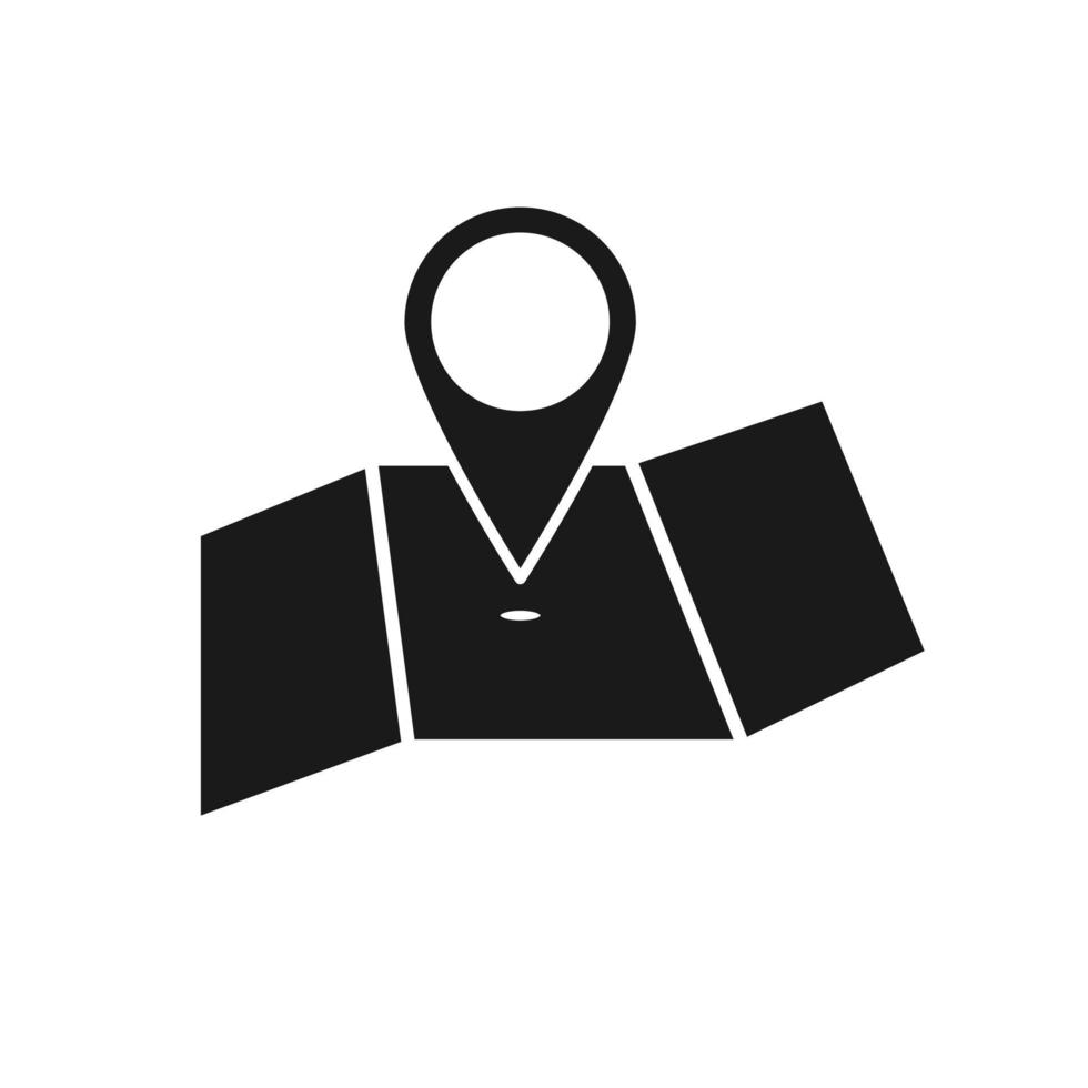 Black Map marker and black flat map icon vector