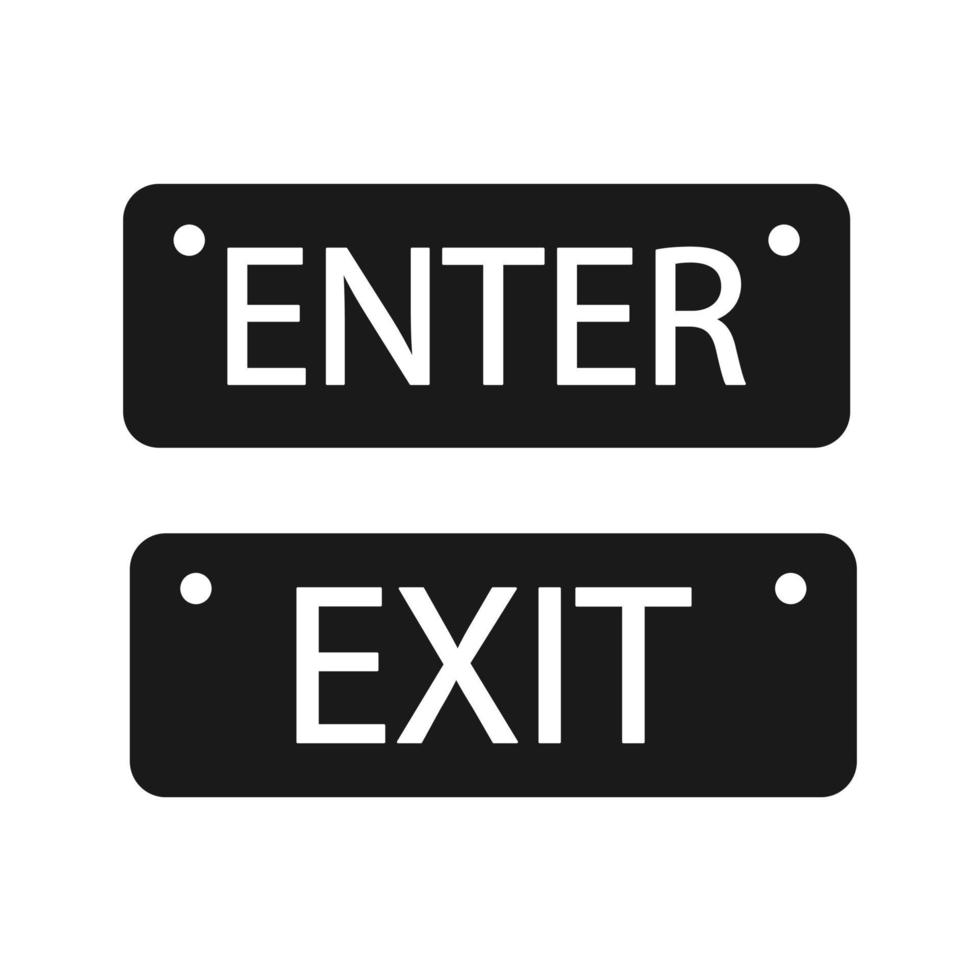 Exit and enter black vector icons. Flat design