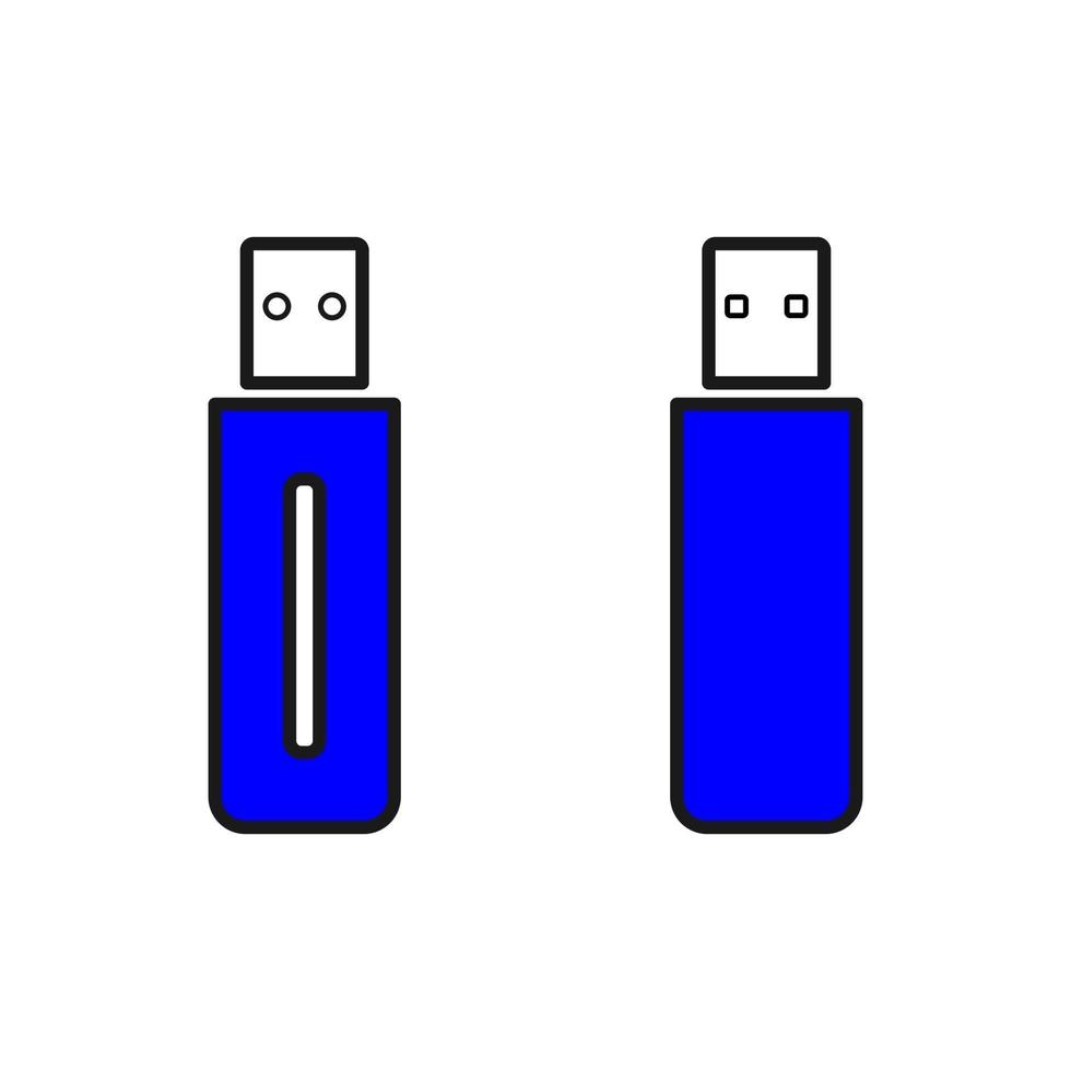 Blue USB flash drive flat icon for apps and websites vector