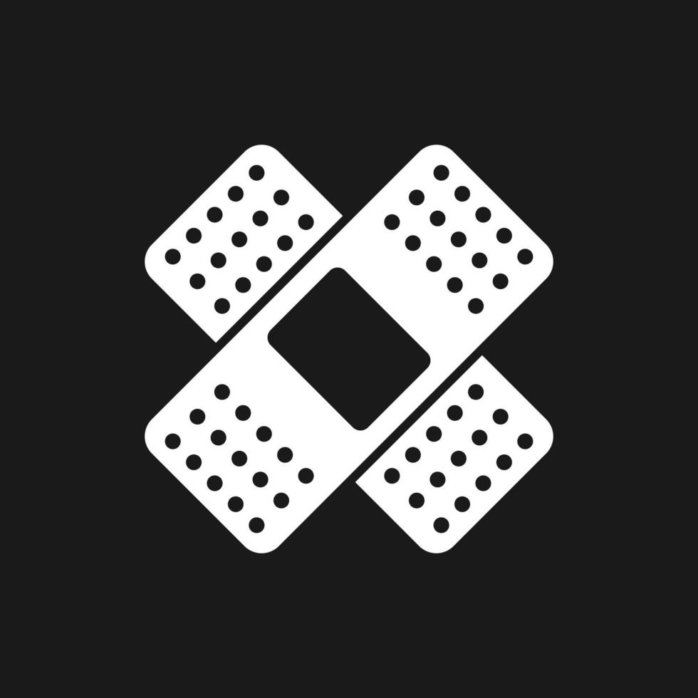 Medical adhesive plaster, flat design, isolared on black background vector