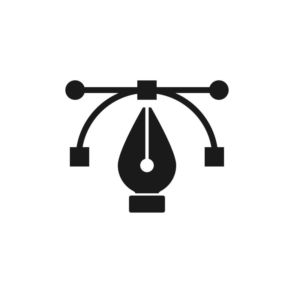 Pen tool Icon. White background. Bezier curve handles. vector