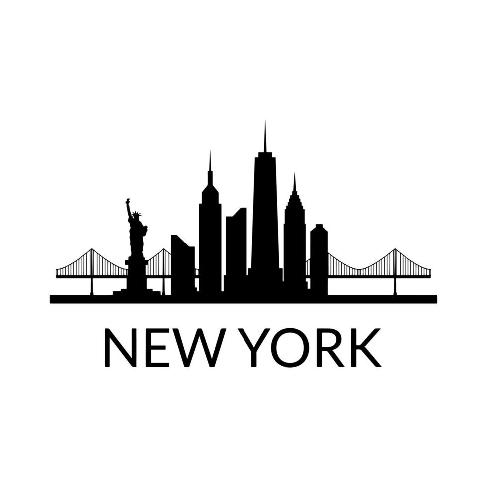 New York Skyline Illustrated On White Background vector