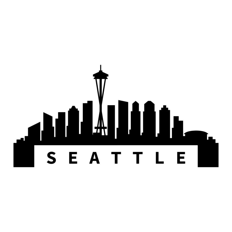 Seattle Skyline Illustrated On White Background vector