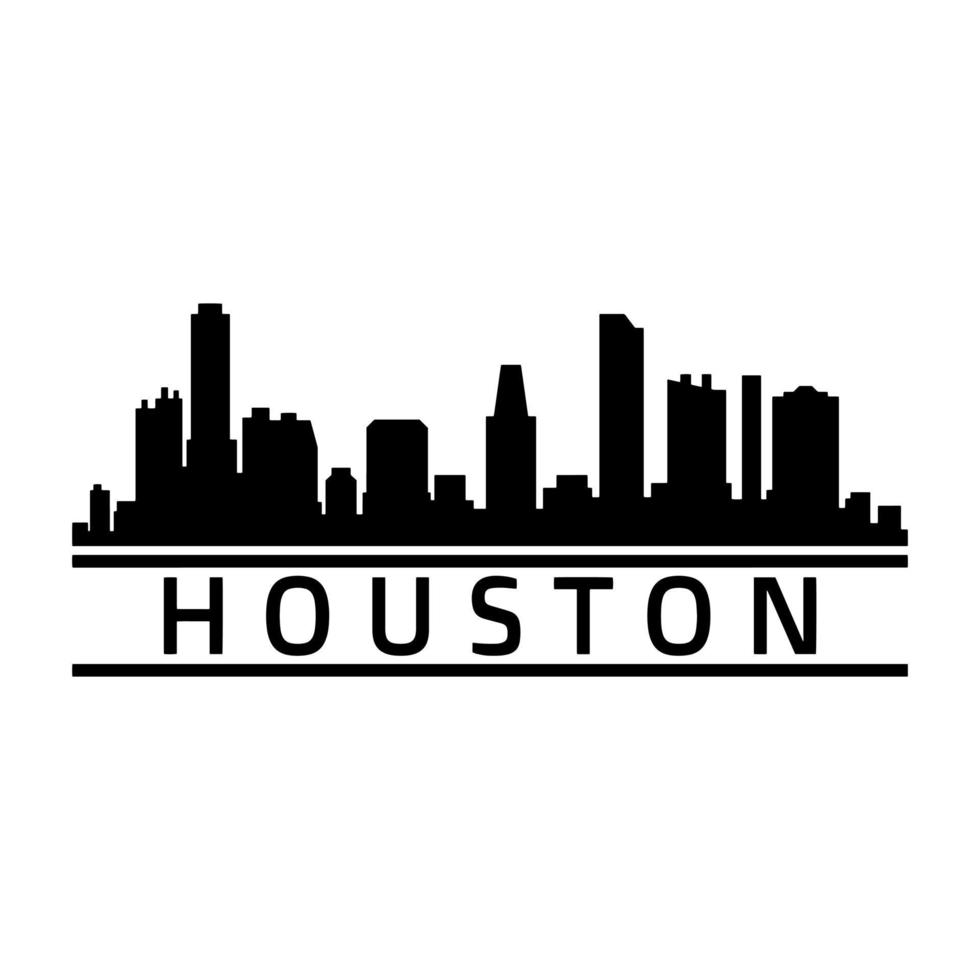 Houston Skyline Illustrated On White Background 3371134 Vector Art at ...