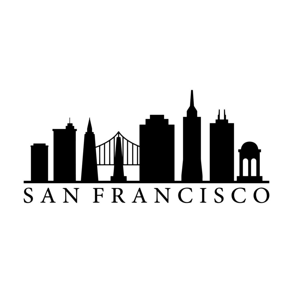 San Francisco Skyline Illustrated On White Background vector
