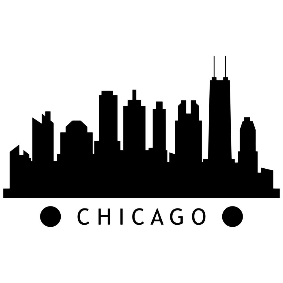 Chicago Skyline Illustrated On White Background 3371141 Vector Art at ...