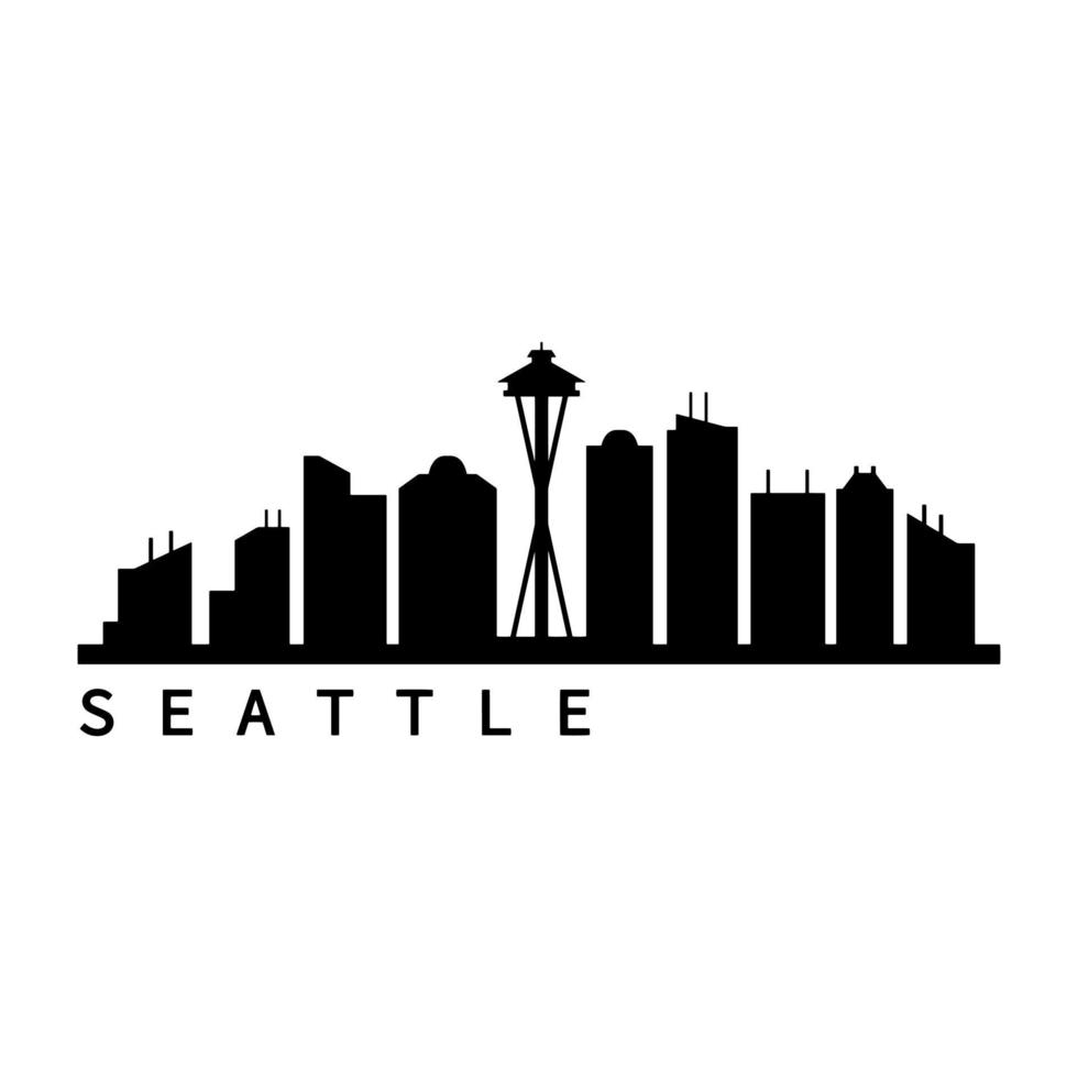 Seattle Skyline Illustrated On White Background vector