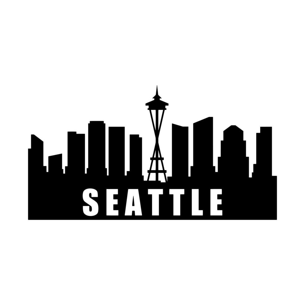 Seattle Skyline Illustrated On White Background vector