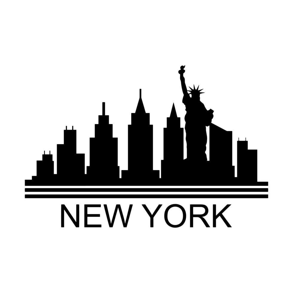 New York Skyline Illustrated On White Background vector