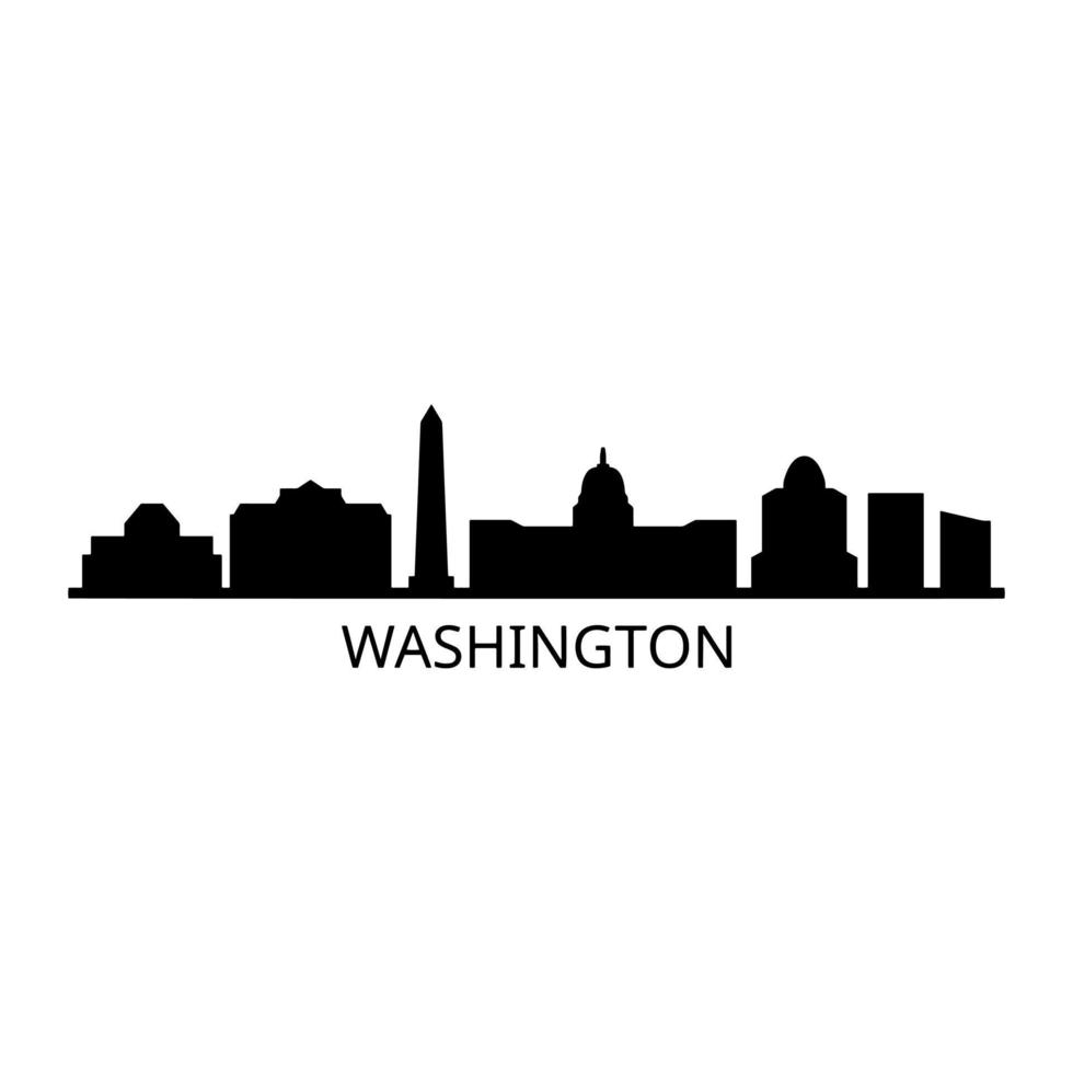 Washington Skyline Illustrated On White Background vector