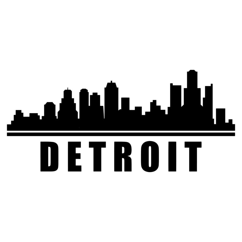 Detroit Skyline Illustrated On White Background vector