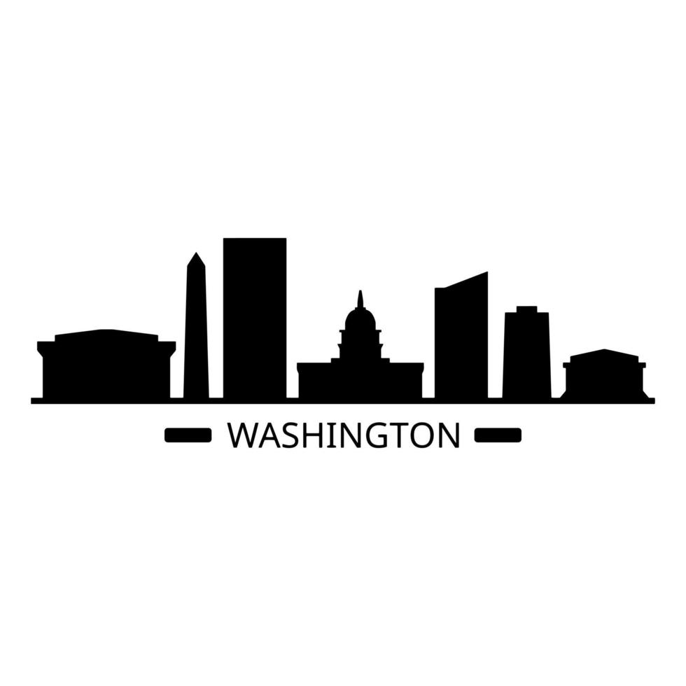 Washington Skyline Illustrated On White Background vector