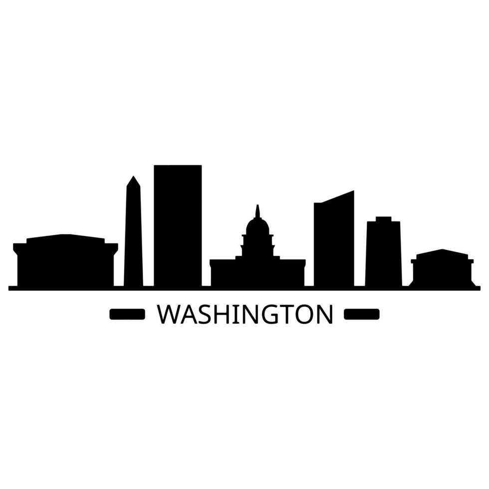 Washington Skyline Illustrated On White Background vector