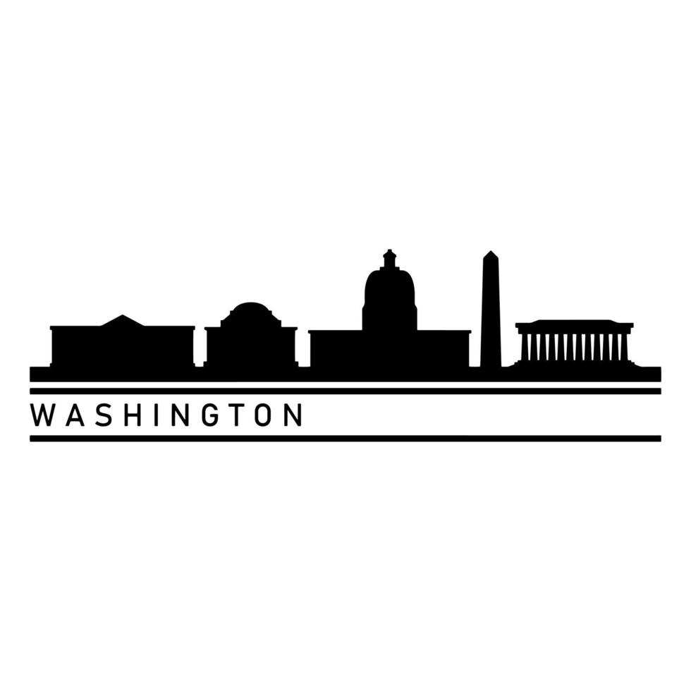 Washington Skyline Illustrated On White Background vector