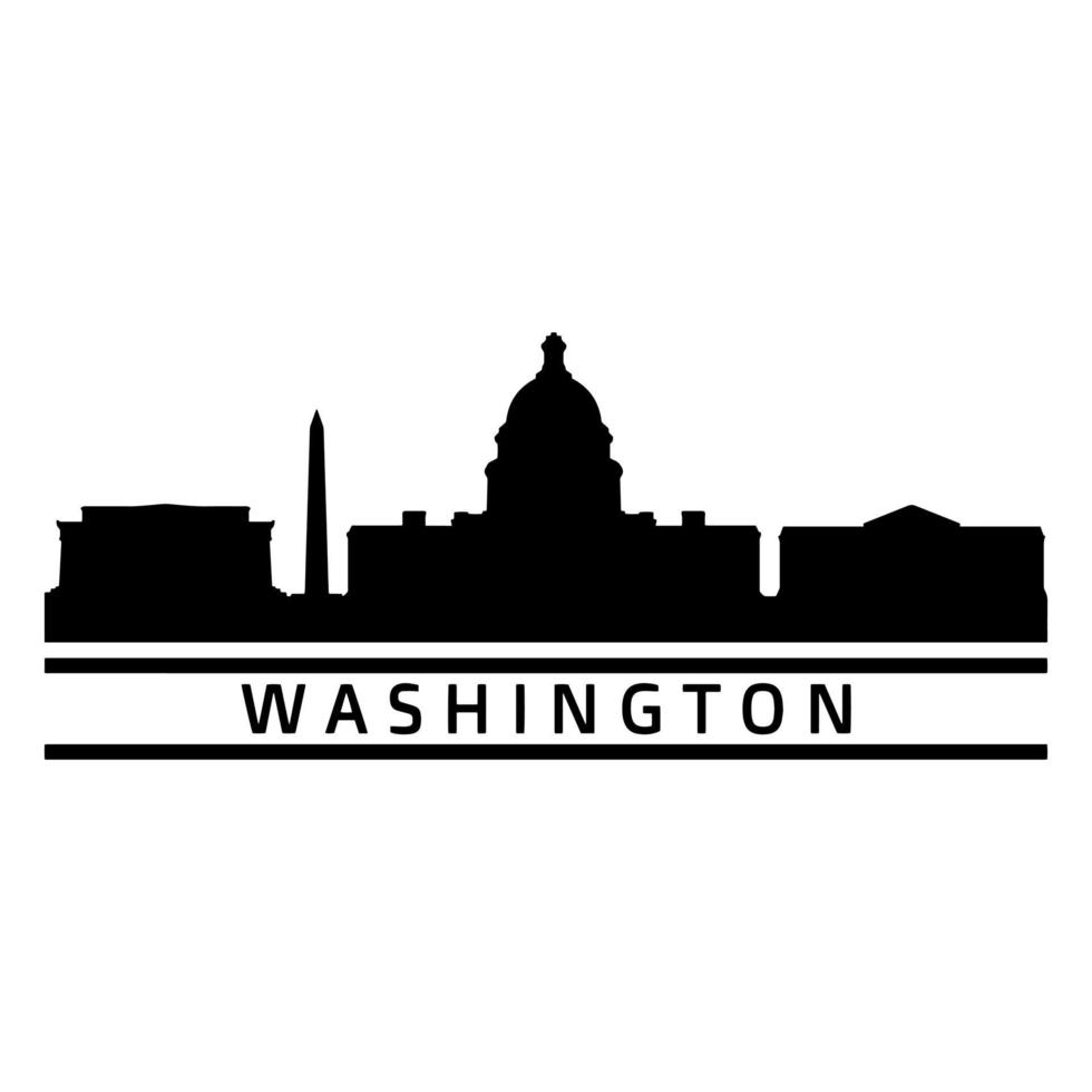 Washington Skyline Illustrated On White Background vector