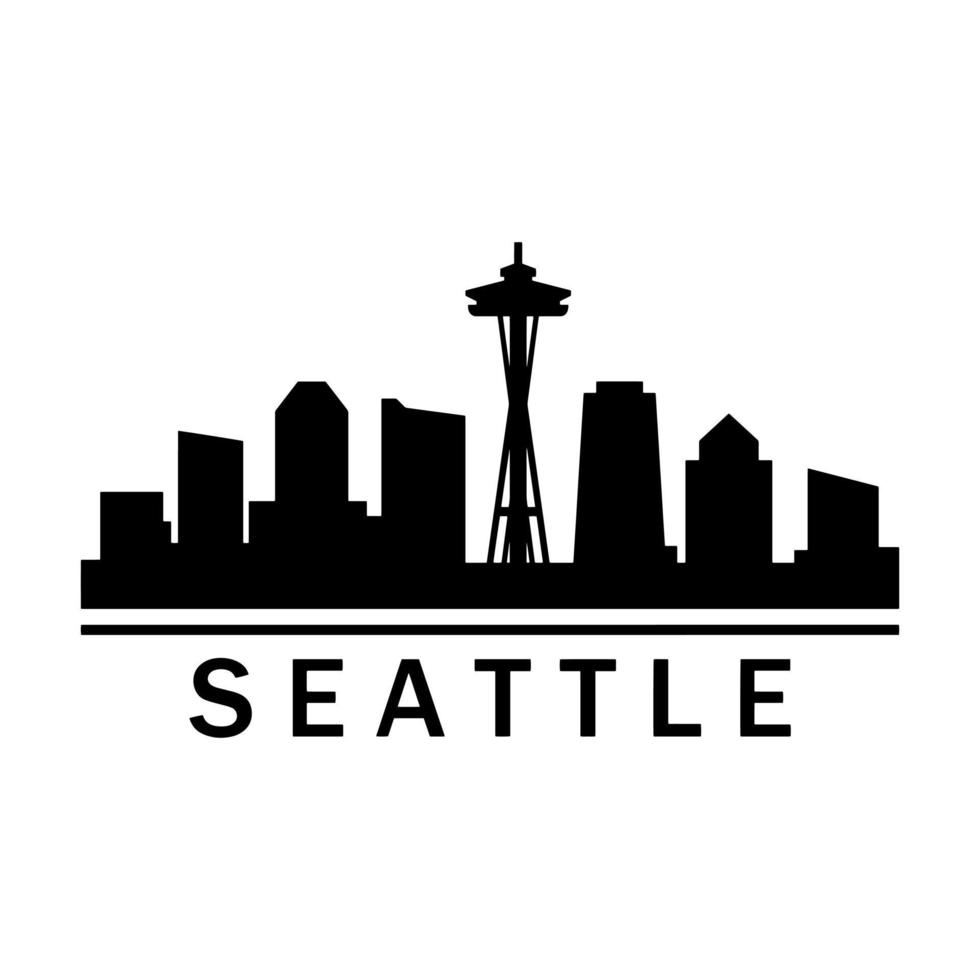 Seattle horizonte ilustrado sobre fondo blanco. vector