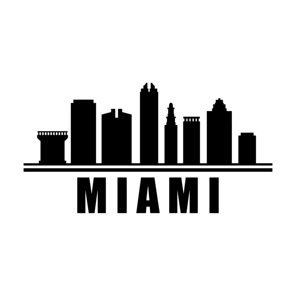 Miami Skyline Illustrated On White Background vector