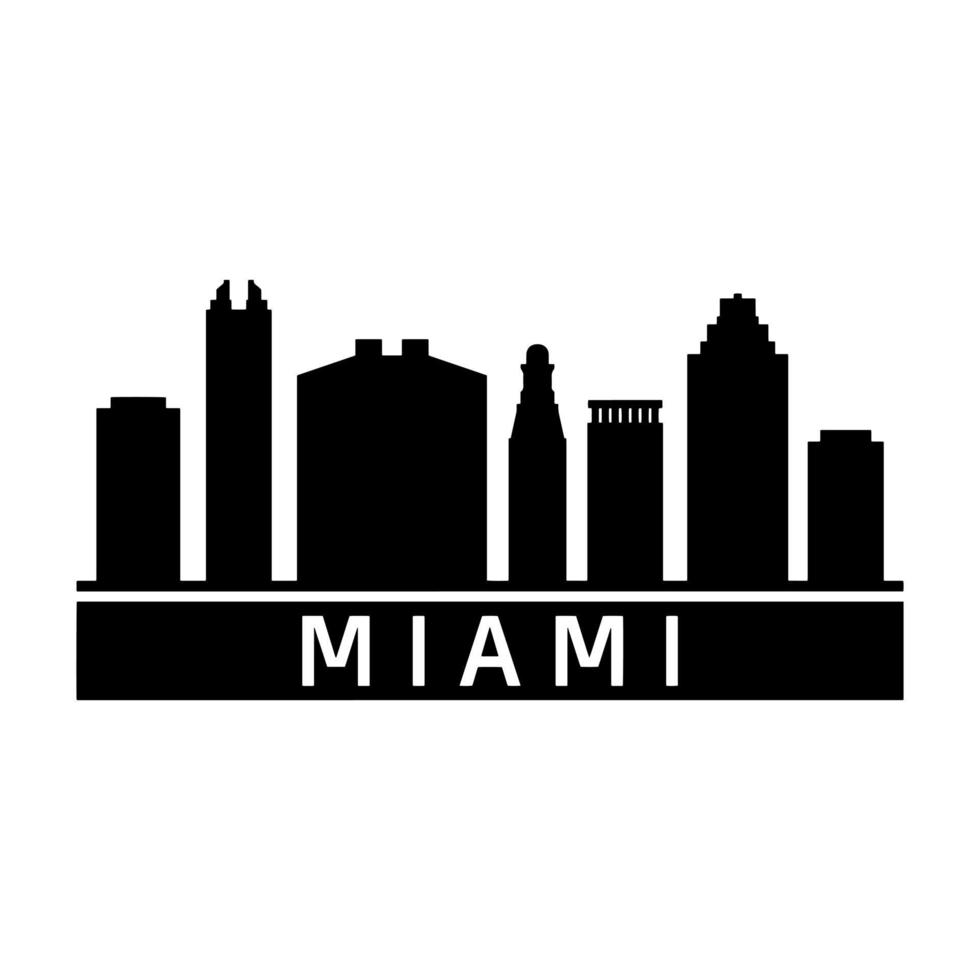 Miami Skyline Illustrated On White Background vector