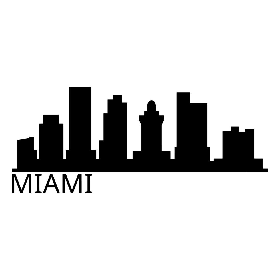 Miami Skyline Illustrated On White Background vector