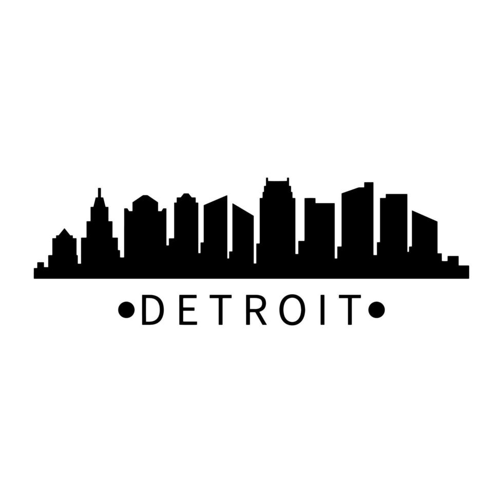 Detroit Skyline Illustrated On White Background vector