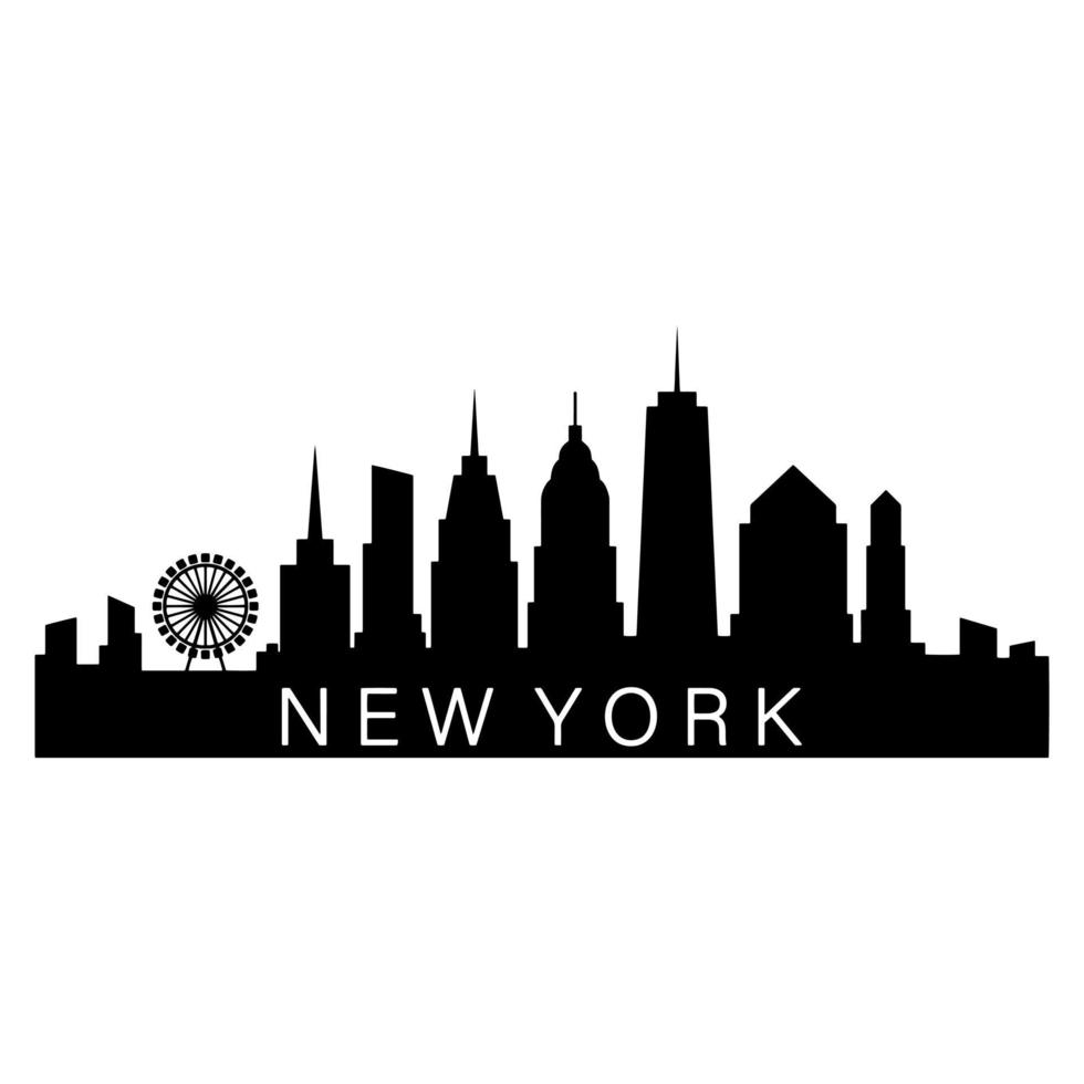 New York Skyline Illustrated On White Background vector