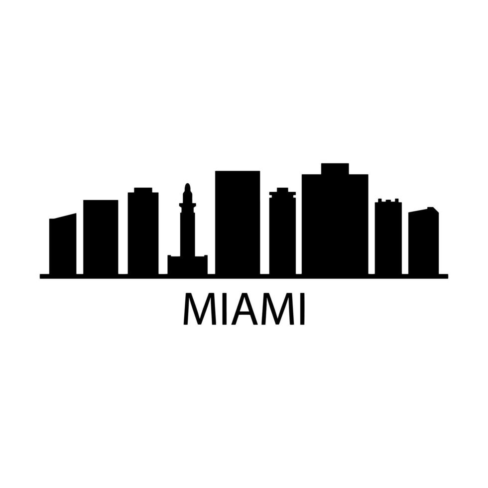 Miami Skyline Illustrated On White Background vector