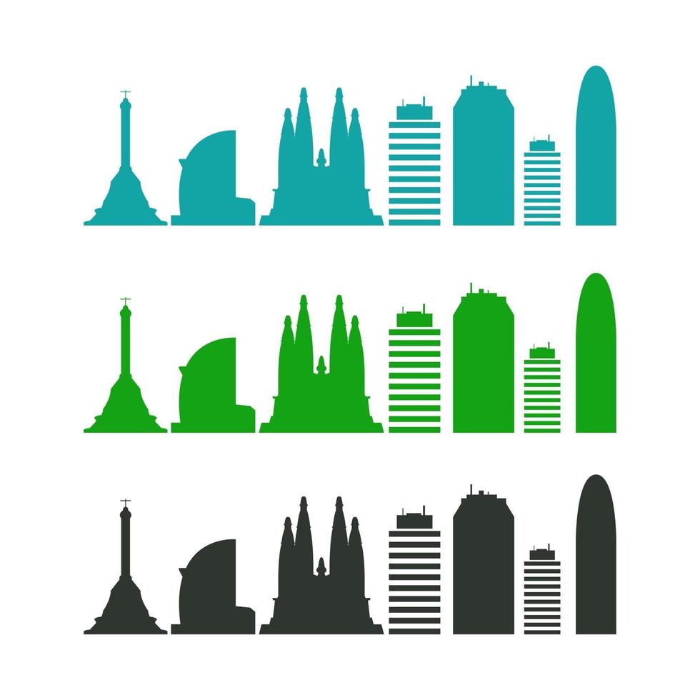 Skyline Barcelona Illustrated On White Background vector