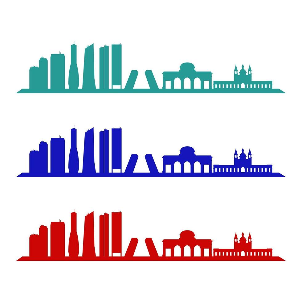 Madrid Skyline Illustrated On White Background vector
