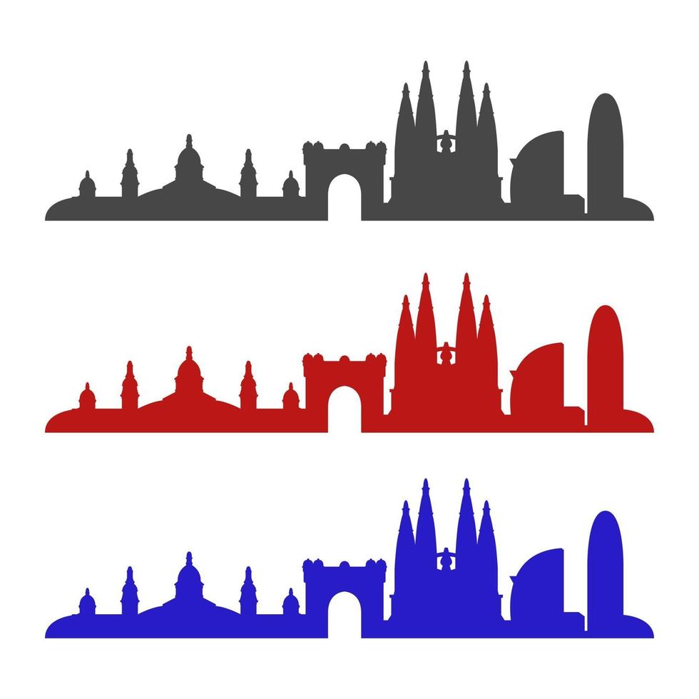 Skyline Barcelona Illustrated On White Background vector