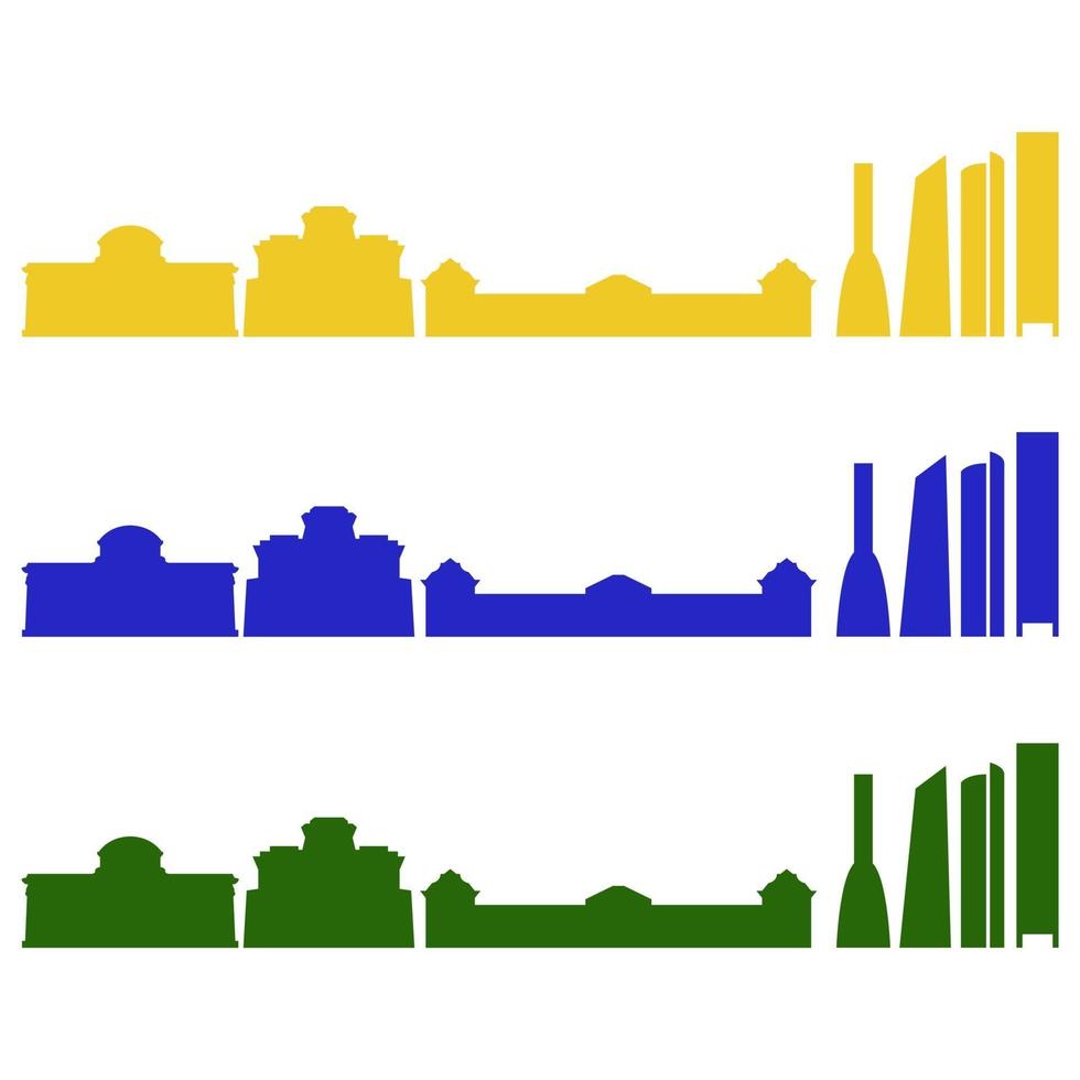 Madrid Skyline Illustrated On White Background vector