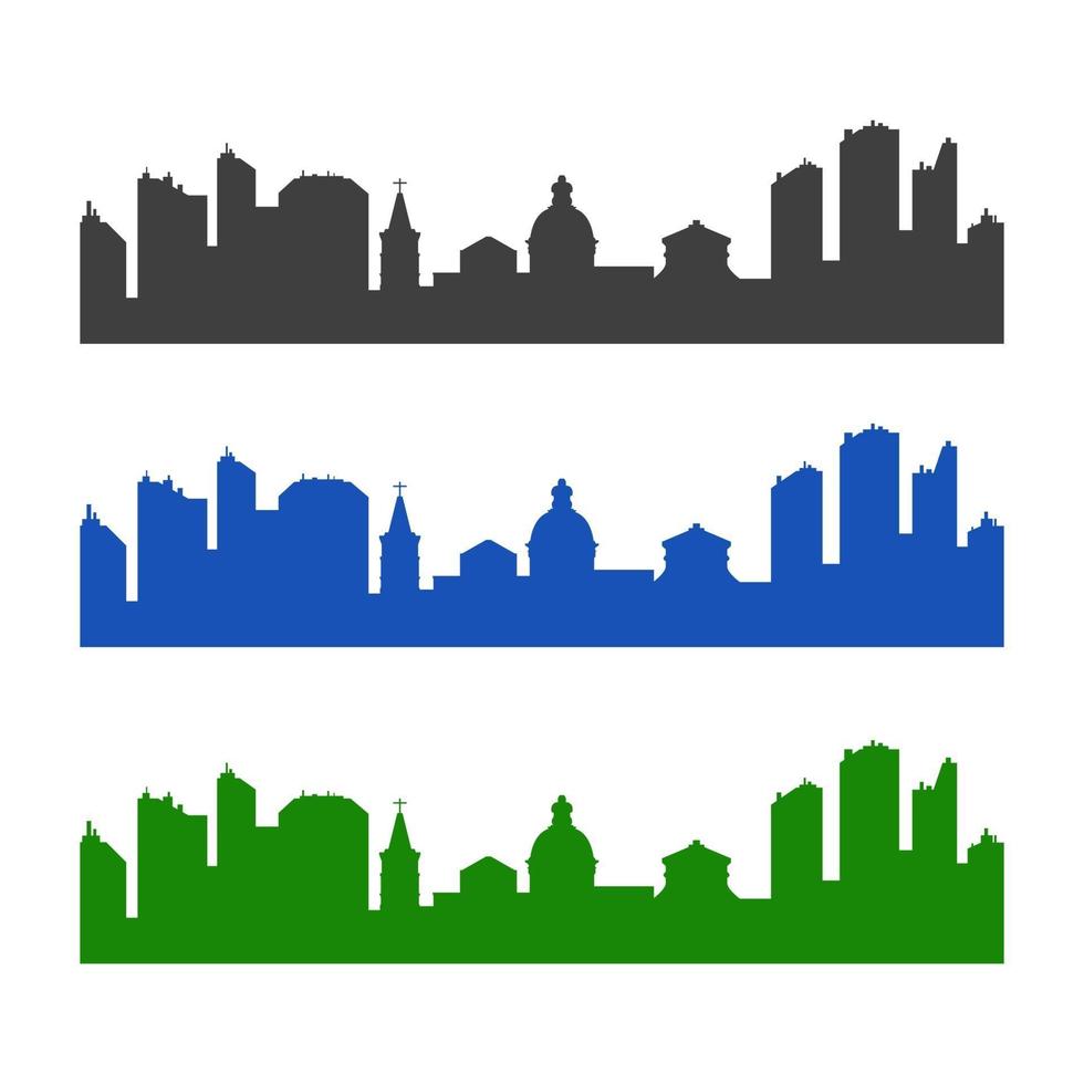 Illustrated City Skyline On White Background vector