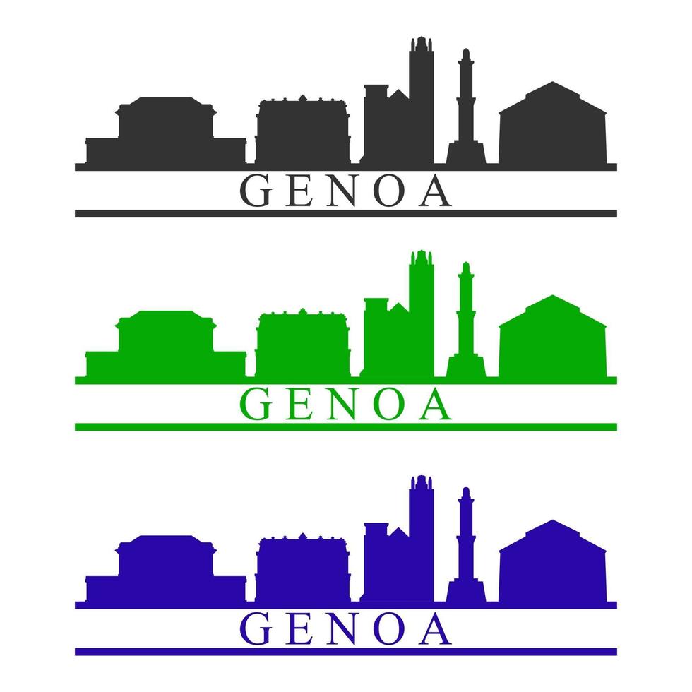 Genoa Skyline Illustrated On White Background vector