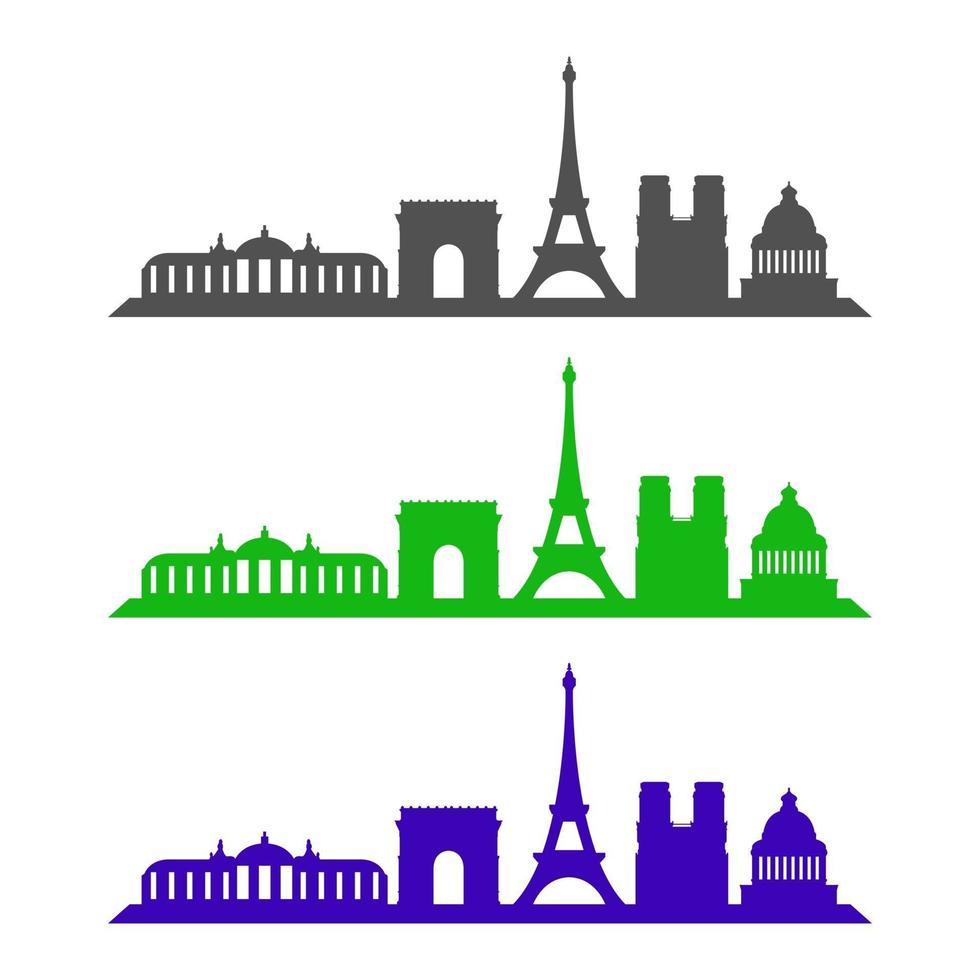 Paris Skyline Illustrated On White Background vector