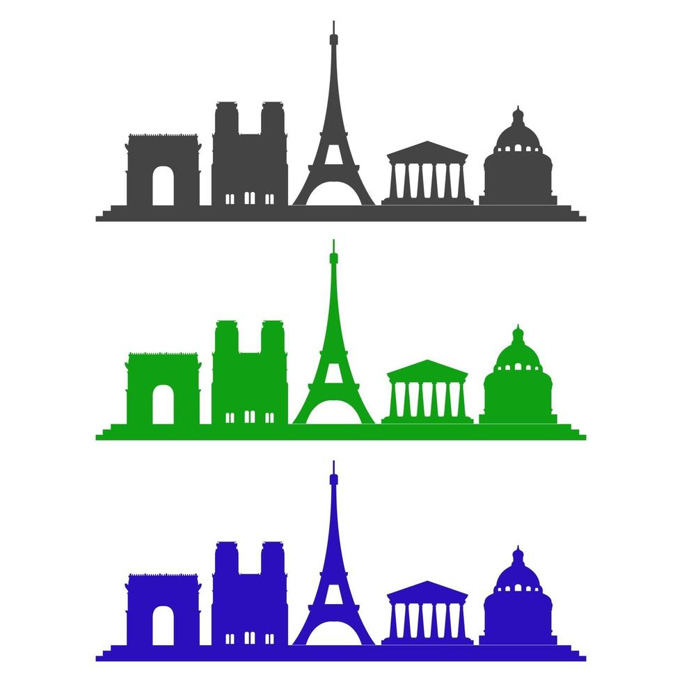 Paris Skyline Illustrated On White Background vector