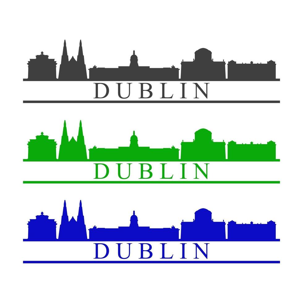 Dublin Skyline Illustrated On White Background vector