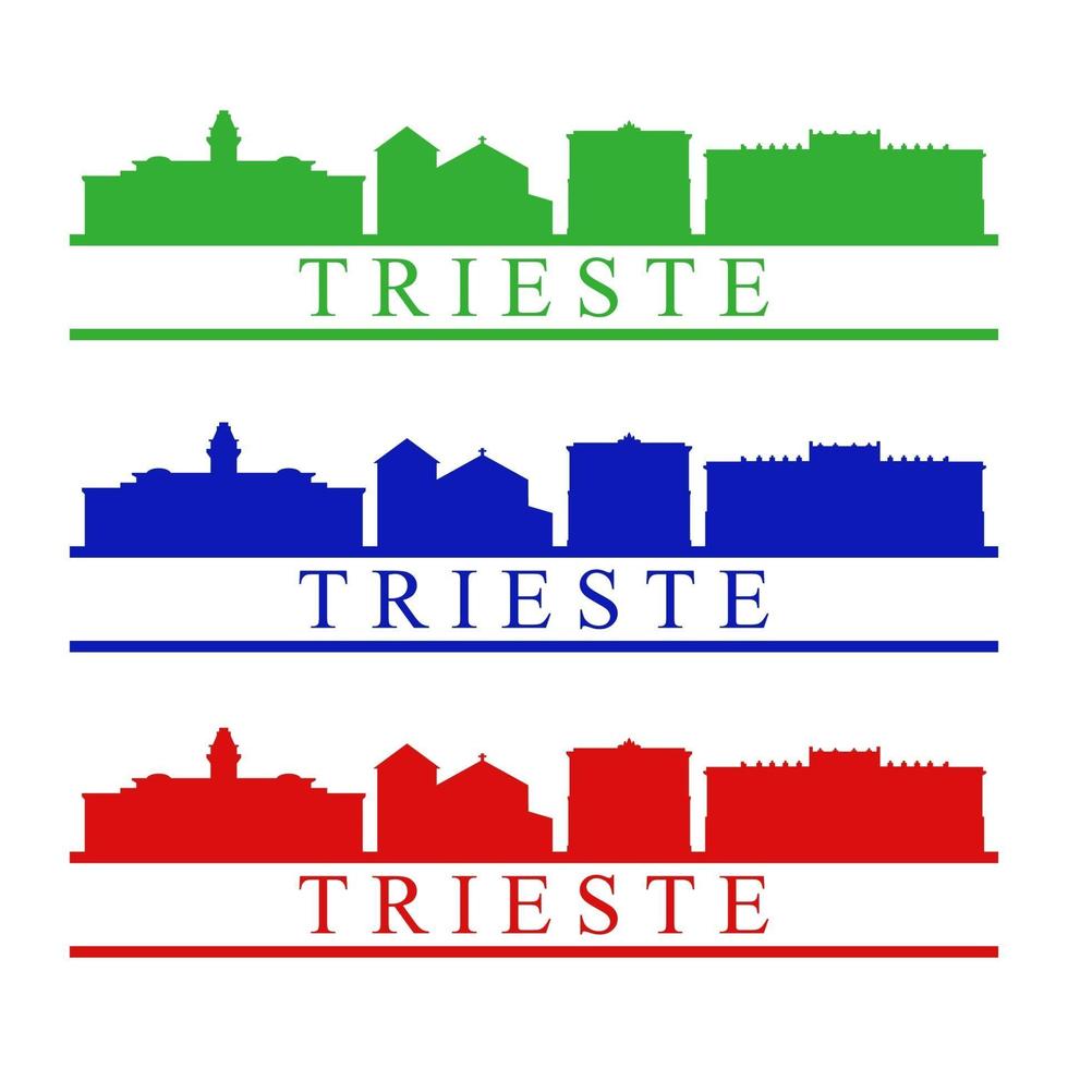 Trieste horizonte ilustrado sobre fondo blanco. vector