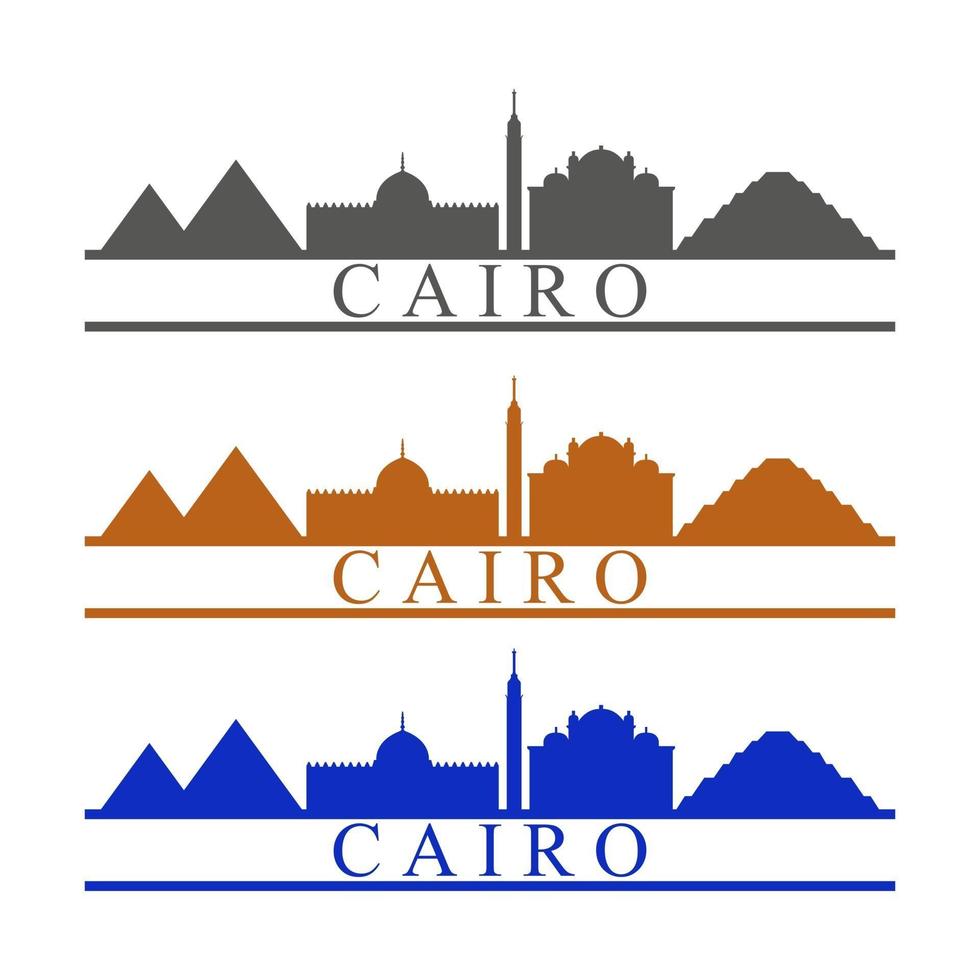 Cairo Skyline Illustrated On White Background vector