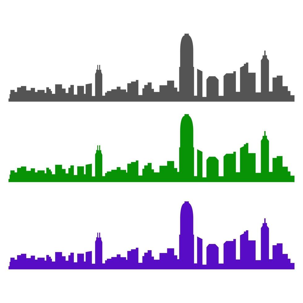 Hong Kong Skyline iIllustrated On White Background vector
