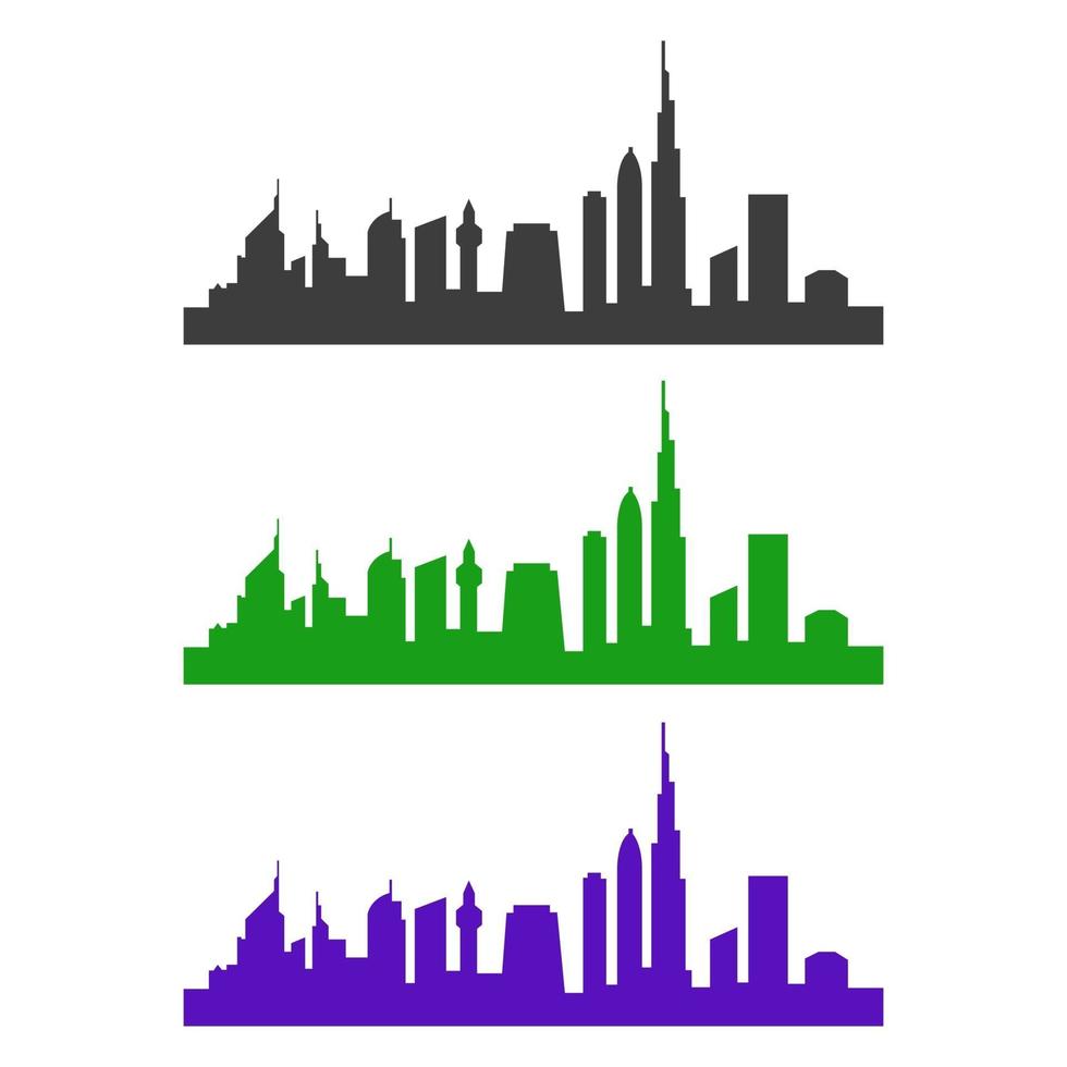 Dubai Skyline Illustrated On White Background vector