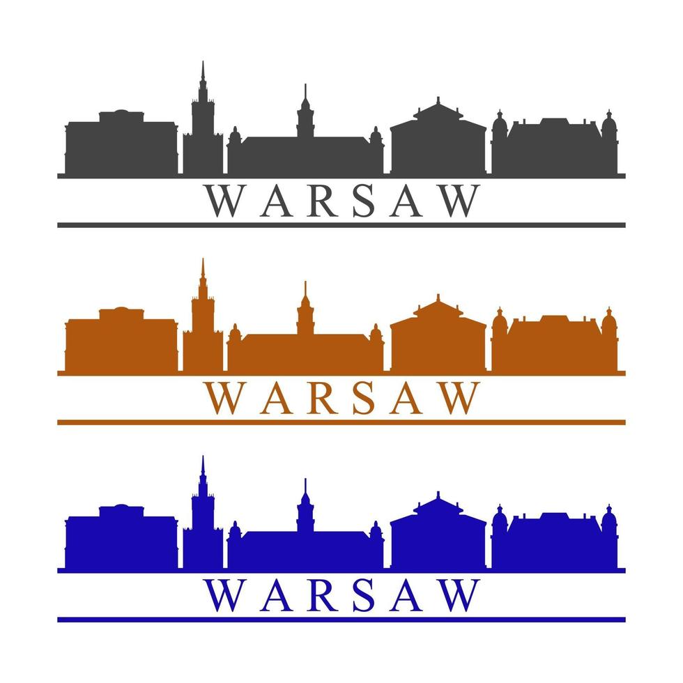 Warsaw Skyline Illustrated On White Background vector