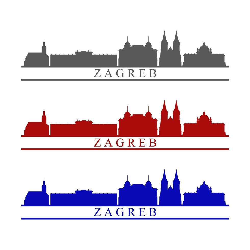 Zagreb Skyline Illustrated On White Background vector