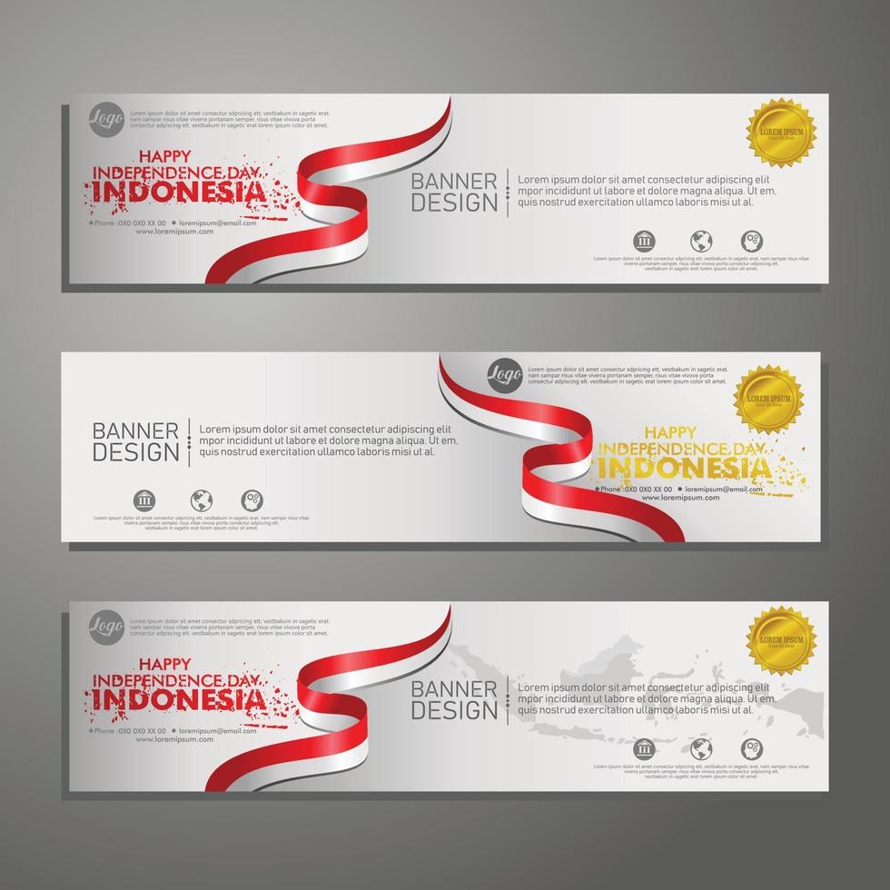 Indonesian Independence day celebration banner set. vector