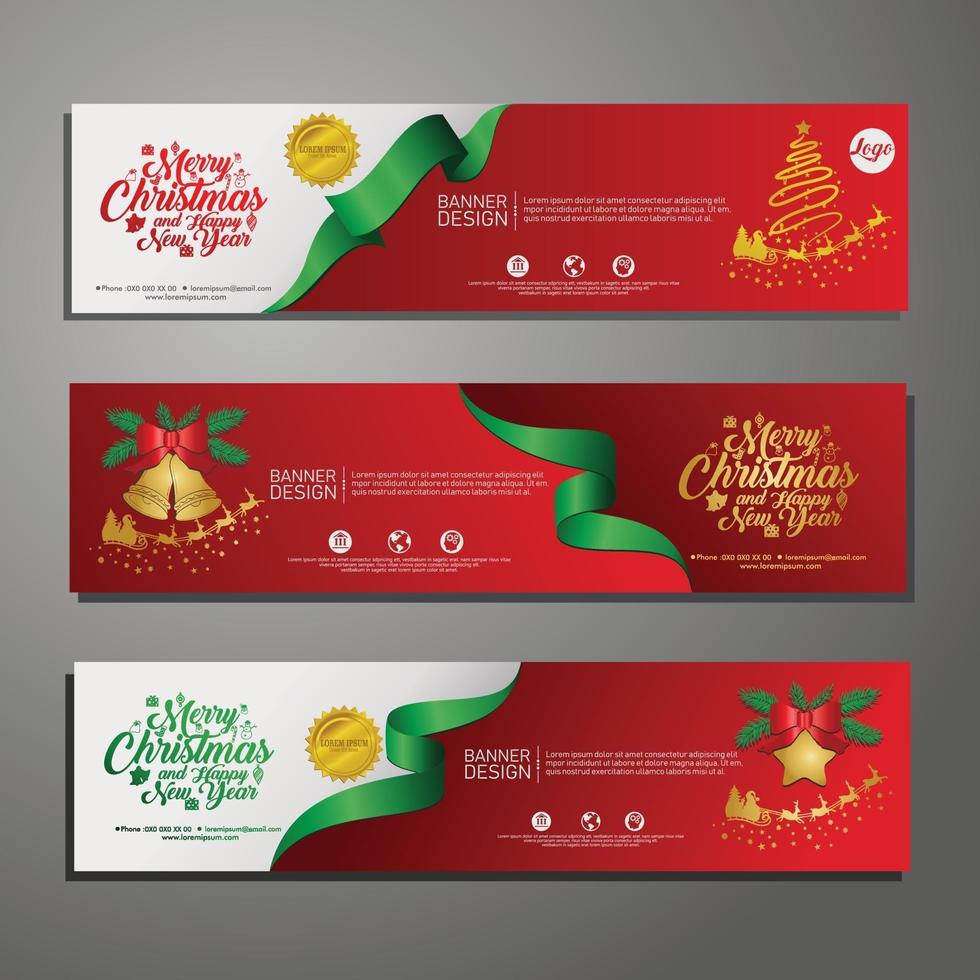 Set template design Merry Christmas horizontal banner vector